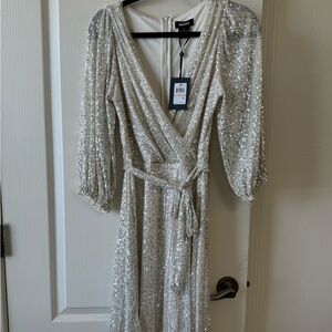 DKNY Silver Sequin Dress Size 2